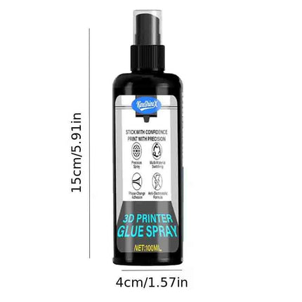 100ml Strong 3D Printer Adhesive Spray Suitable for PLA, ABS, PETG, TPU Filaments - Reduces Warping, Enhances Bed Adhesion New