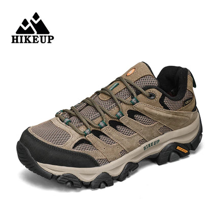 HIKEUP Hiking Shoes Men Designer Climbing Trekking Sneakers for Men Leather Outdoor Sports Work Man Shoes Run Shoes