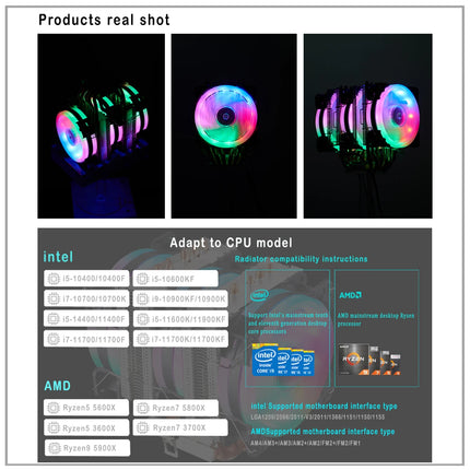 x99 Processor Cooler 6 Heat Pipes Cpu Cooler For Intel Lga 2011-V3 1700 1151 AM4 AM3 4PIN PWM IWONGOU Hurricane Air Cooler Cpu