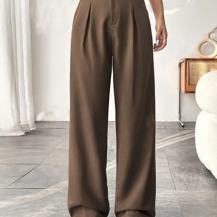 Draped High Waisted Wide Leg Pants Office Casual Suit Trousers Versatile Spring Autumn