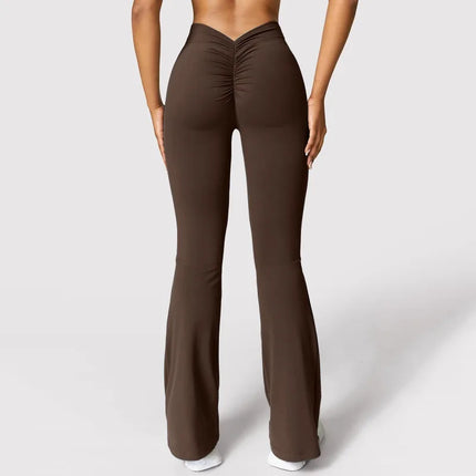 Yoga Flare Pants Women Sexy V-Cut Waist Butt Liftting Fitness Leggings Comfort Gym Running Fashion High Waist Slim Leggings