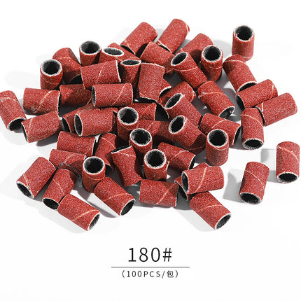 100/50pc Sanding Cap Bands For Electric Manicure Machine 180/120/80 Grit Nail Drill Grinding Bit Files Pedicure Tool Set