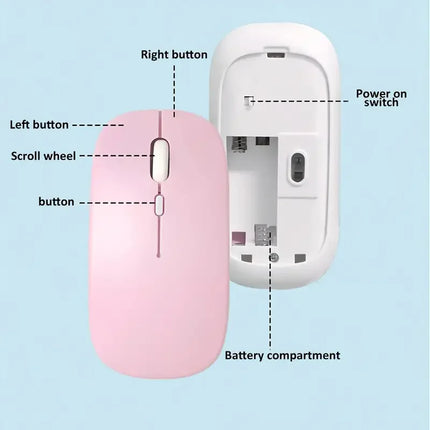 Silent Bluetooth-compatible Mouse Computer Laptop Optical Mouse Wireless for iPad Samsung Tablet Universal Mice Noiseless