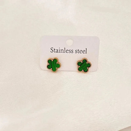 1pc Luxury Five Leaf Flower Pendant Necklace Jewelry Earrings for Women, Fashion Stainless Steel Clover Bracelets Gift
