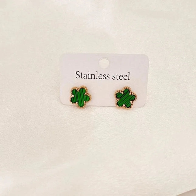 1pc Luxury Five Leaf Flower Pendant Necklace Jewelry Earrings for Women, Fashion Stainless Steel Clover - product image 2
