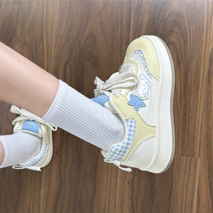 Women's Casual Flat Shoes - Cartoon Decor, Comfortable Breathable Sneakers, Lightweight Summer Campus Shoes for Daily Wear