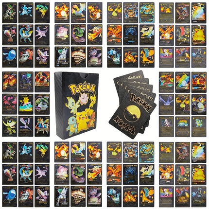 Spain Pockmarked 55 Pokemon Table Game Cards Gold Foil Card Silver Foil Black Foil Multilingual. Pokemon Card Anime