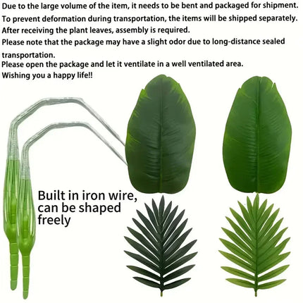 Artificial Monstera Palm Tree Realistic Plastic Green Plant for Home Office Wedding Christmas Without Flower pots
