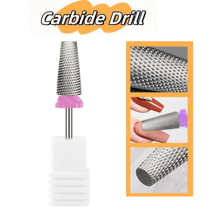 NotNoot 1pc Nail Drill Bit Carbide Cross Tapered Nail Bits 3/32" Nail Drill Accessories Manicure Gel Polish Removal Tool - XF