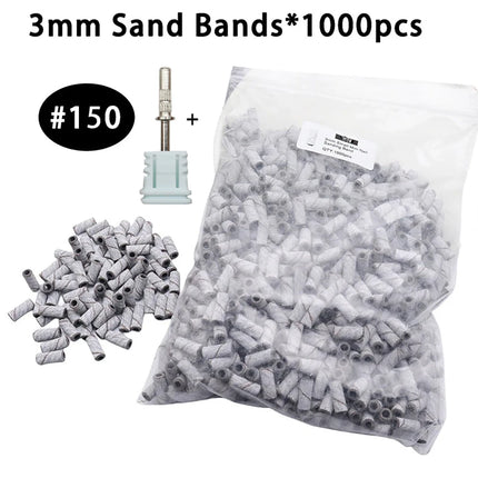 1000pcs 3mm White Zebra Mini Sanding Bands with Stainless Steel Mandrel – Nail Drill Bits Set for Electric Manicure & Pedicur