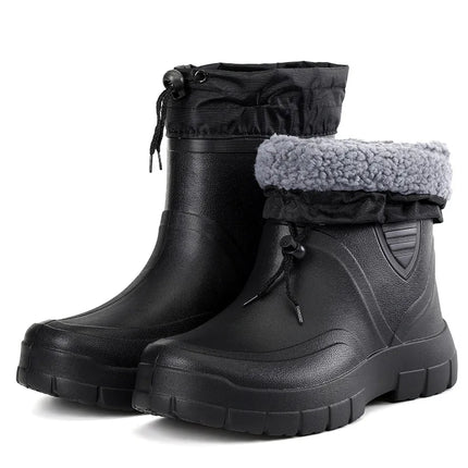 2024 Versatile Men's Rain Boots Waterproof outdoor lightweight shoe Velvet fashion short boot Casual comfort male water shoes