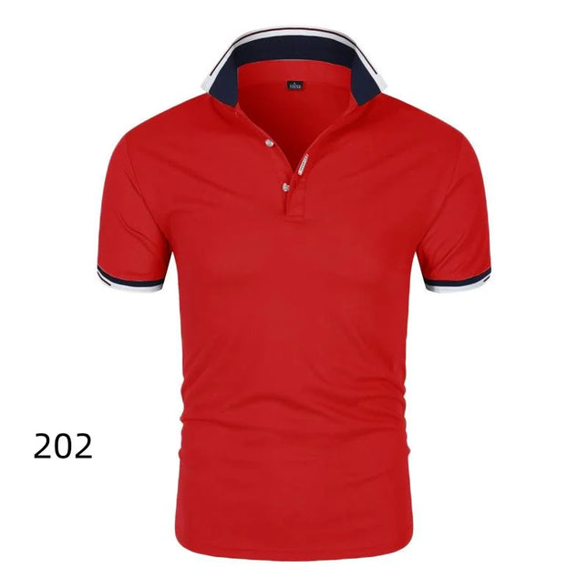 Summer Men's Short Sleeve Collar Tshirts New Solid Color Casual Polo Shirt Trendy Breathable Loose Basic Splice Top