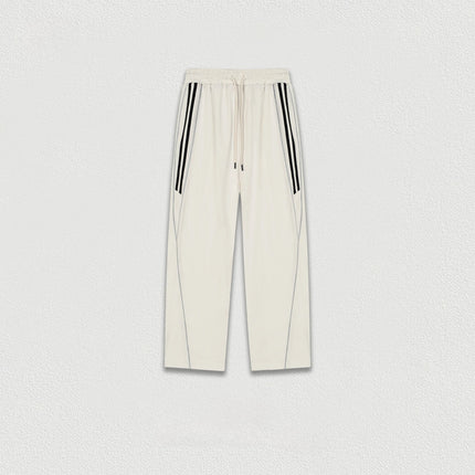 Custom LOGO Men's Autumn 365G Reflective Striped Sports Cardigan Sweater Casual Straight Sweatpants Couple Two-piece Set