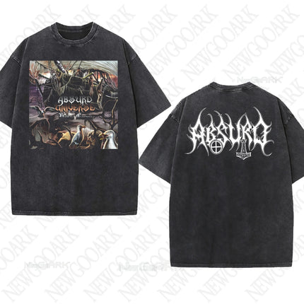 Black Metal Absurd Washed T Shirt Band Gothic Gift Mens Clothing Graphic Vintage Hip Hop T-shirt Streetwear Tees Short Sleeve