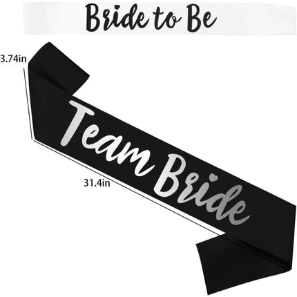 7pc/set Team Bride Satin Sash Set - Sophisticated & Fun Party Favors for Bachelorette Party, Bridal Shower Wedding Party