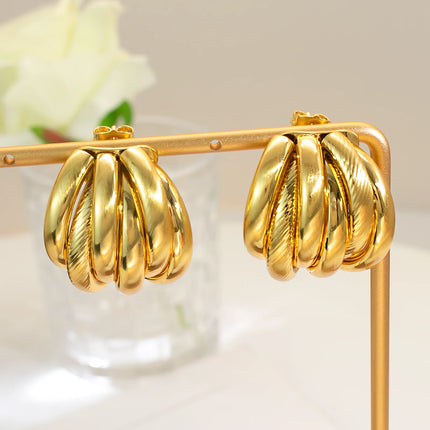 YTJX 2026 New Goth Multi Layer Earrings Textured Intersecting Knot Earrings For Women C-Shaped Earrings Fashion Office Jewelry