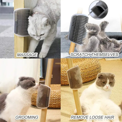 Massage Pet Cat Brush Corner Scrape Hair Removal Beauty Clean Corner Brush Removable Scratcher Comb for Kitten Cat - product