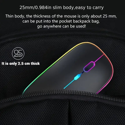 Wireless Mouse, Ultra-Thin Silent Rechargeable Mouse, 2.4G+BT5.2 Portable USB Optical Mouse,Suitable for Tablets/Computer/Laptop