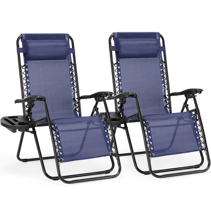 JHK Zero Gravity Portable Recliner Camping Patio Outdoor Garden Lounge Chair with Cup Holder Trays Adjustable Pillow for Backyard