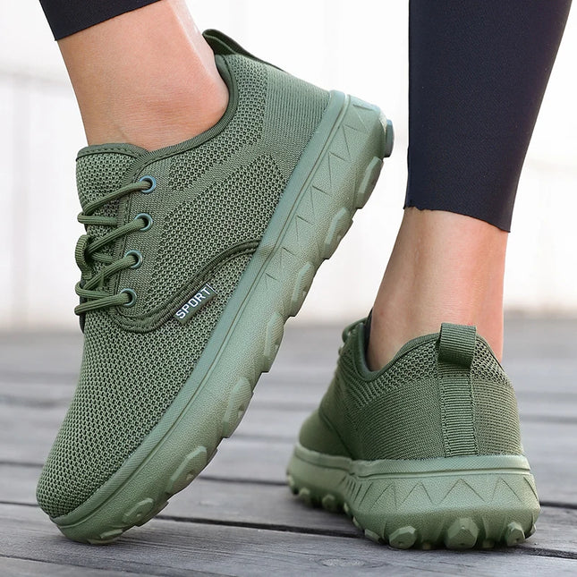 Wide Toe Women Platform Shoe Breathable Knitted Mesh Comfortable Barefoot Casual Versatile Soft Sole Wide Shoes Walking Sneakers