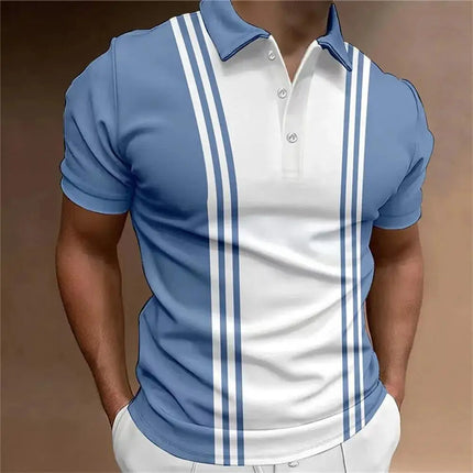 Men's Polo Shirts And short-sleeved Sport Pullovers With Buttons And collars, Summer Casual Striped Button Collar Trend T-shirts