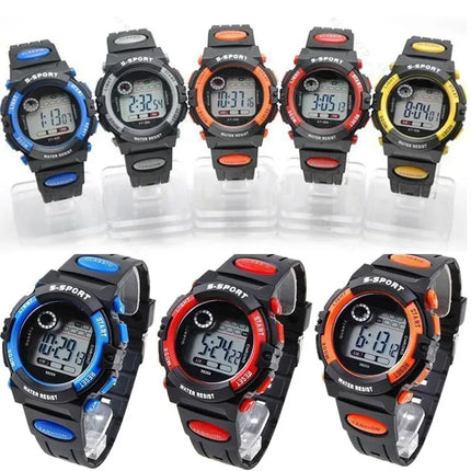 Colorful Light Kids Digital Watch Sport LED Display Luminous Waterproof Silicone Strap Alarm Calendar Stopwatch Student Daily