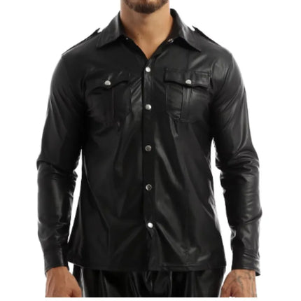 Men's PU Leather Jacket Blouse, Long Sleeve, Fashion, New