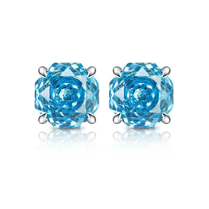 925 Sterling Silver Stylish Octagon Crystal Zircon Millennium Rose Cut Earrings Birthday Anniversary Wedding Party Gift