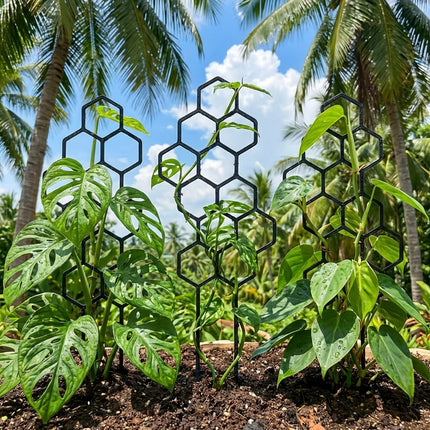 2pcsHoneycomb Design Plant Trellis, Rustproof Plastic Support for Potted Vines and Flowers, Indoor Outdoor Garden Climbing Frame