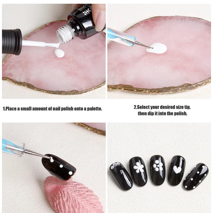 5pcs Nail Art Brushes Set Dotting Pen Detailing Brush Dotting/Dripping Tool Double-Ended Dotting Tool Polka Dot Brush