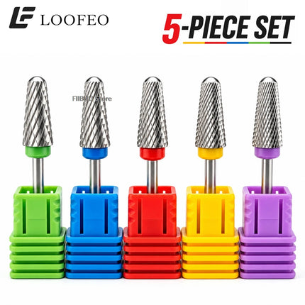 5pcs Stainless Steel Nail Drill Bit for Gel Removal Cuticle Burr Bits Milling Cutter For Manicure Pedicure Nail E-File Bit Set