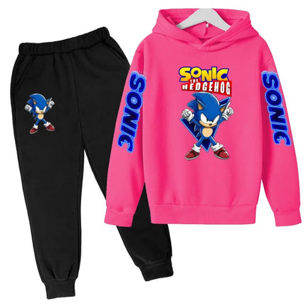 Kids New Supersonic Clothing Jogging Blue Sweatshirt Top Coat+Pants Two-piece Hoodie Boys Girls3-12Yrs Clothes Casual Sports Set