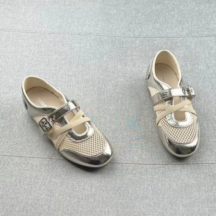New Splicing Woven Hollow Sneakers 2026 Spring and Summer Buckle Non-slip Casual Single Shoes