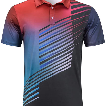 Men's Sports Style Polo Shirts 3D Print Golf Shirt Button Up Breathable Summer New Short Sleeve Men's Clothing Sport Streetwear