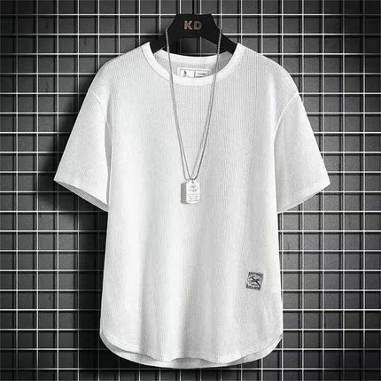 Black Waffle T-shirts For Men White Blue Tee Casual T shirt Oversized Tops 2024 Quality Unisex Short Tshirts Tees Men Clothing