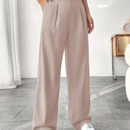 Draped High Waisted Wide Leg Pants Office Casual Suit Trousers Versatile Spring Autumn