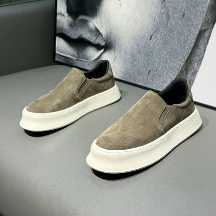 Men's Casual Shoes Spring Autumn Winter Low Top Slip-On Fashion Leather Thick Bottom Heightening Soft Insole Lightweight