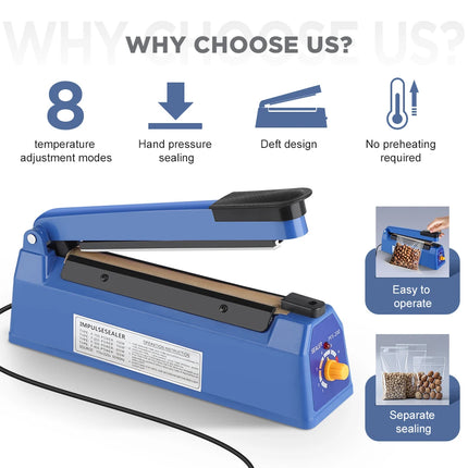 200mm 110/220V Heat Seal Machine Household Impulse Vacuum & Power Suction Food Meat Plastic Bag Sealer Kitchen Fruit Storage