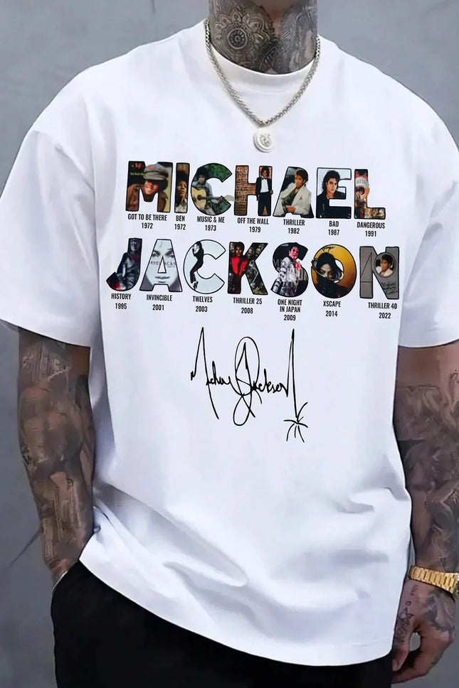 2026 Michael Jackson Grafik T-Shirt Herren Damen Baumwolle T-Shirts Sommer Casual Kurzarm Rundhals Kleidung Lose Oberteile Trend