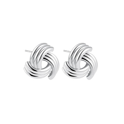 Trendy Stainless Steel Multilayer Circle Twist Knot Earrings for Women Texture Mixed Color Gold Plated Statement Earring Bijoux