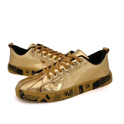 Spring and Summer New Men's Casual Shoes for Men Couple Leather Gold Anti Slip Man Sneakers Lightweight Outdoor Shoe Big Size 46