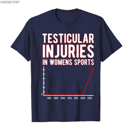 Testicular Injuries in Womens Sports Unwearable Aduld Humor T-shirt For Men Women 100% Cotton T Shirts Short Sleeve Tops P817
