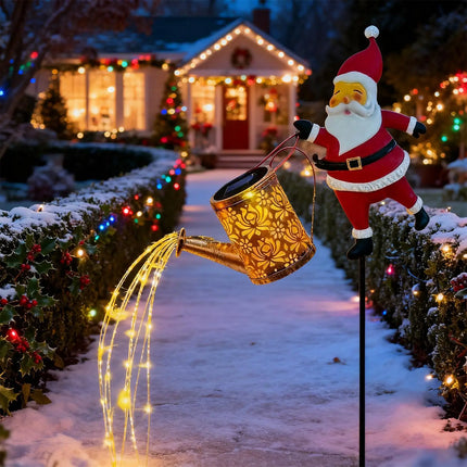 Christmas Solar Kettle Lights Garden Lawn Decorations Santa Claus Kettle Ground Lamp Solar LED Night Lights xmas Outdoor Decor