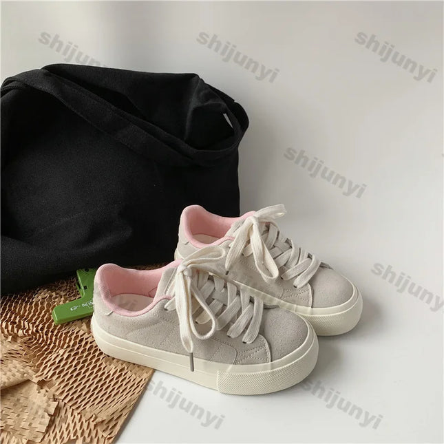 Women's Casual Shoes Autumn Breathable Comfortable Non Slip Sneakers Height Increase Fashion Cross Tied Outdoor Vulcanized Shoes