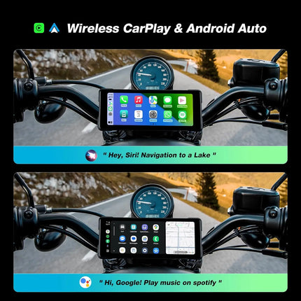 JMCQ 6.86'' Motorcycle DVR GPS Navigaton Wireless Carplay Android Auto Dash Cam IP67 Waterproof Dual Bluetooth Moto Monitor