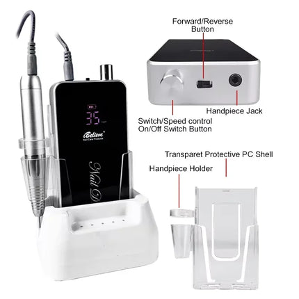 TP301/322 Pink Color Nail Drill Brushless Nail Polisher Rechargeable Nail Sanding Machine Set Equipment Salon Manicure Pedicure