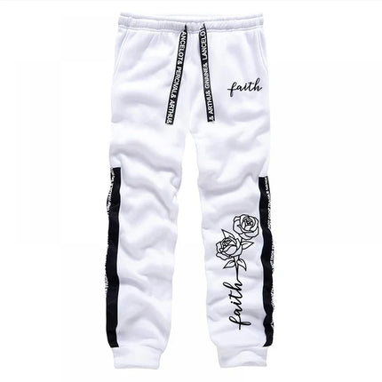 Faith Flower Print Hoodie and Sweatpants 2pcs Set Men/women Daily Casual Sports Hooded Outfit Autumn Unisex Fashion Jogging Suit