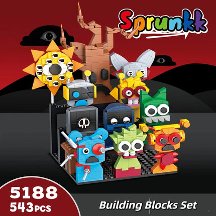 Moc Game Sprunki Building Blocks Horror Anime Music Game 2 in 1 Friends Figures Bricks Toys Sets Birthday Christmas Gifts