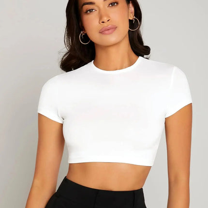 Tight Tops Sexy Crop T-Shirt Summer Woman Short Sleeve Breathable Stretch Soft Females Streetwears Highlighting A Good Figure