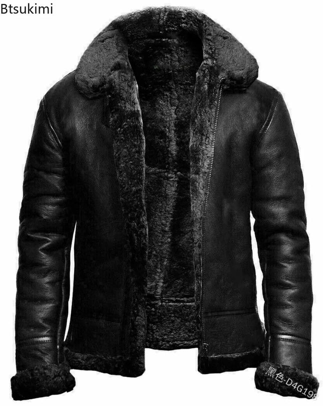 Chaquetas cálidas de otoño invierno para hombre, abrigos gruesos de felpa de gamuza, cuello de piel vintage casual, ropa de lujo para hombre, chaquetas de calidad